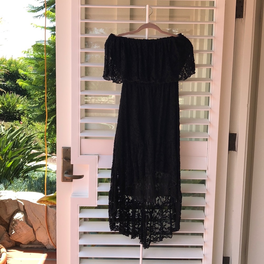 Lace Black strapless lined dress.